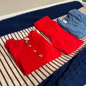 Lou Lou & Company Red and Blue 2t long sleeve tops and bottoms